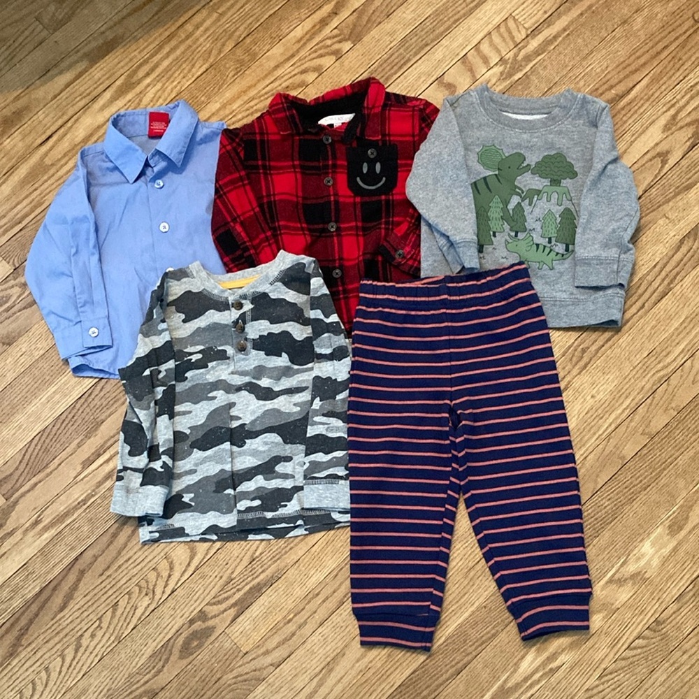 Kids Clothing Set - Blue, Red, Gray, and Striped